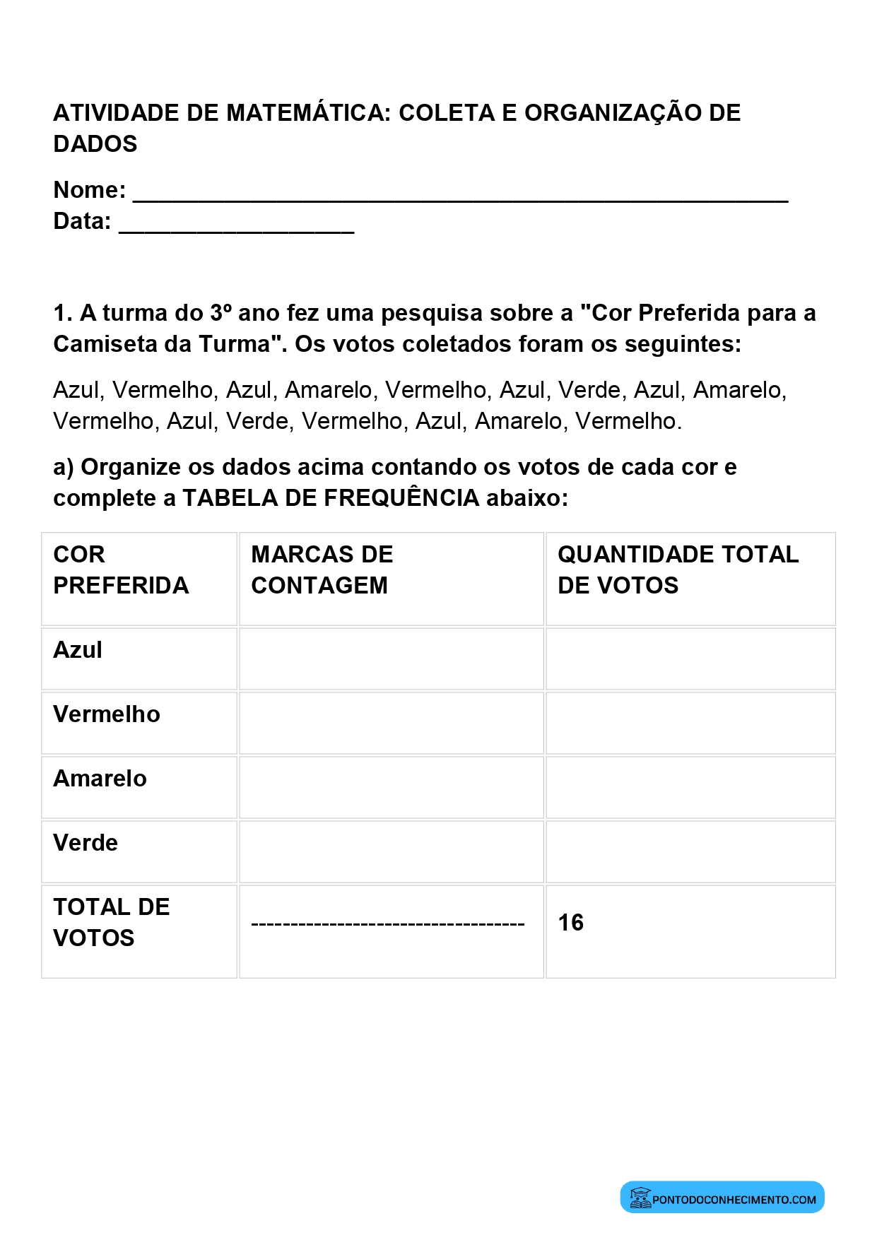 Classificação de dados 3º ano
