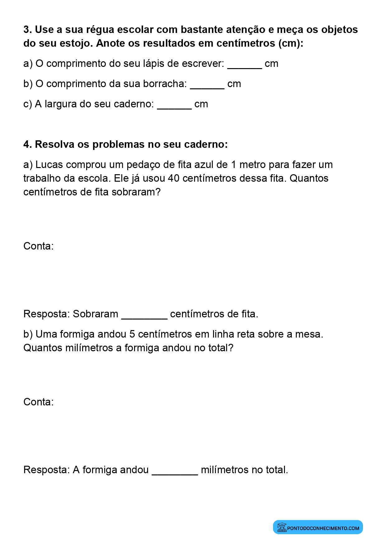 Plano de aula sobre conversão entre metro centímetro e milímetro