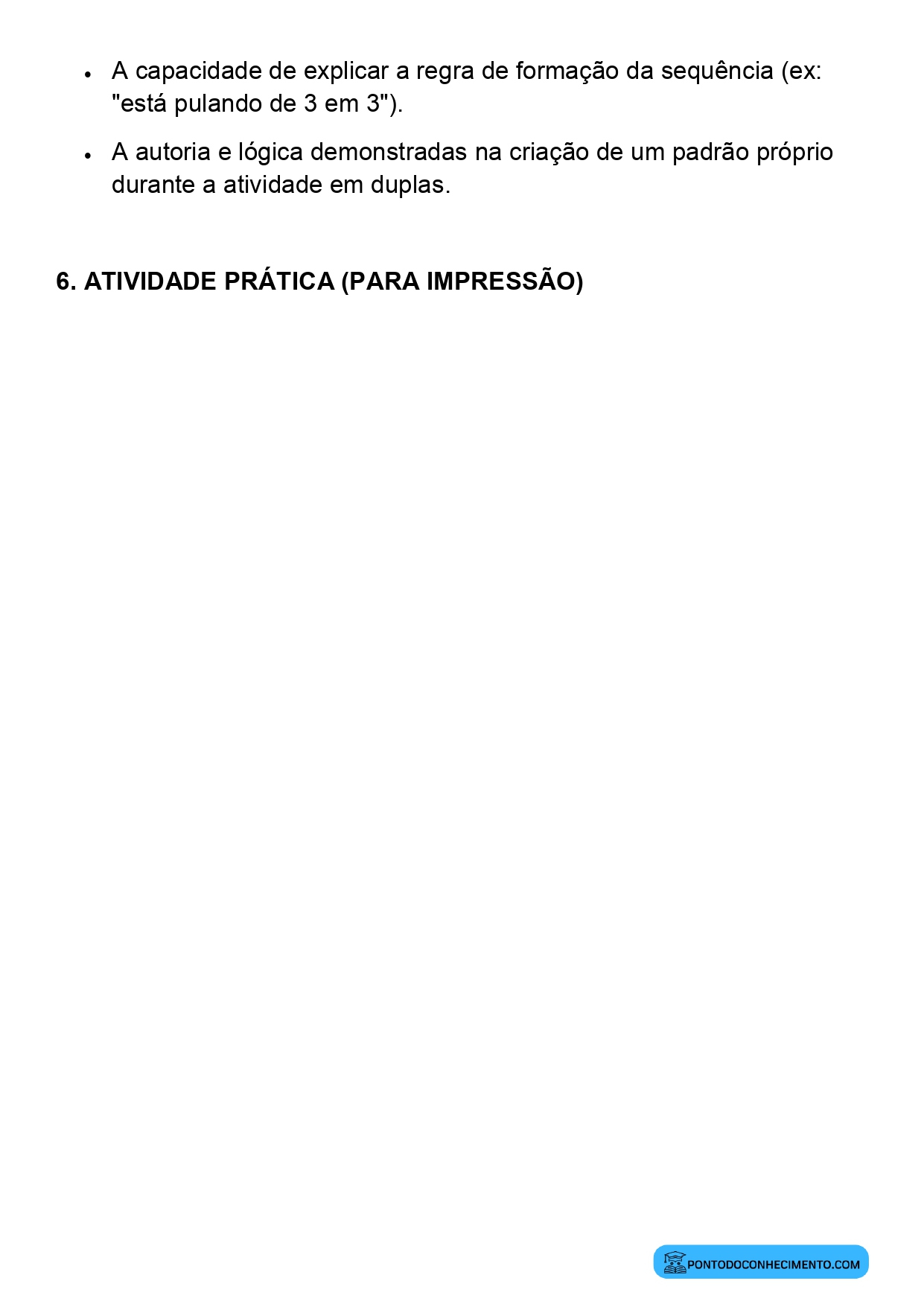 Plano de aula sobre sequências e padrões numéricos
