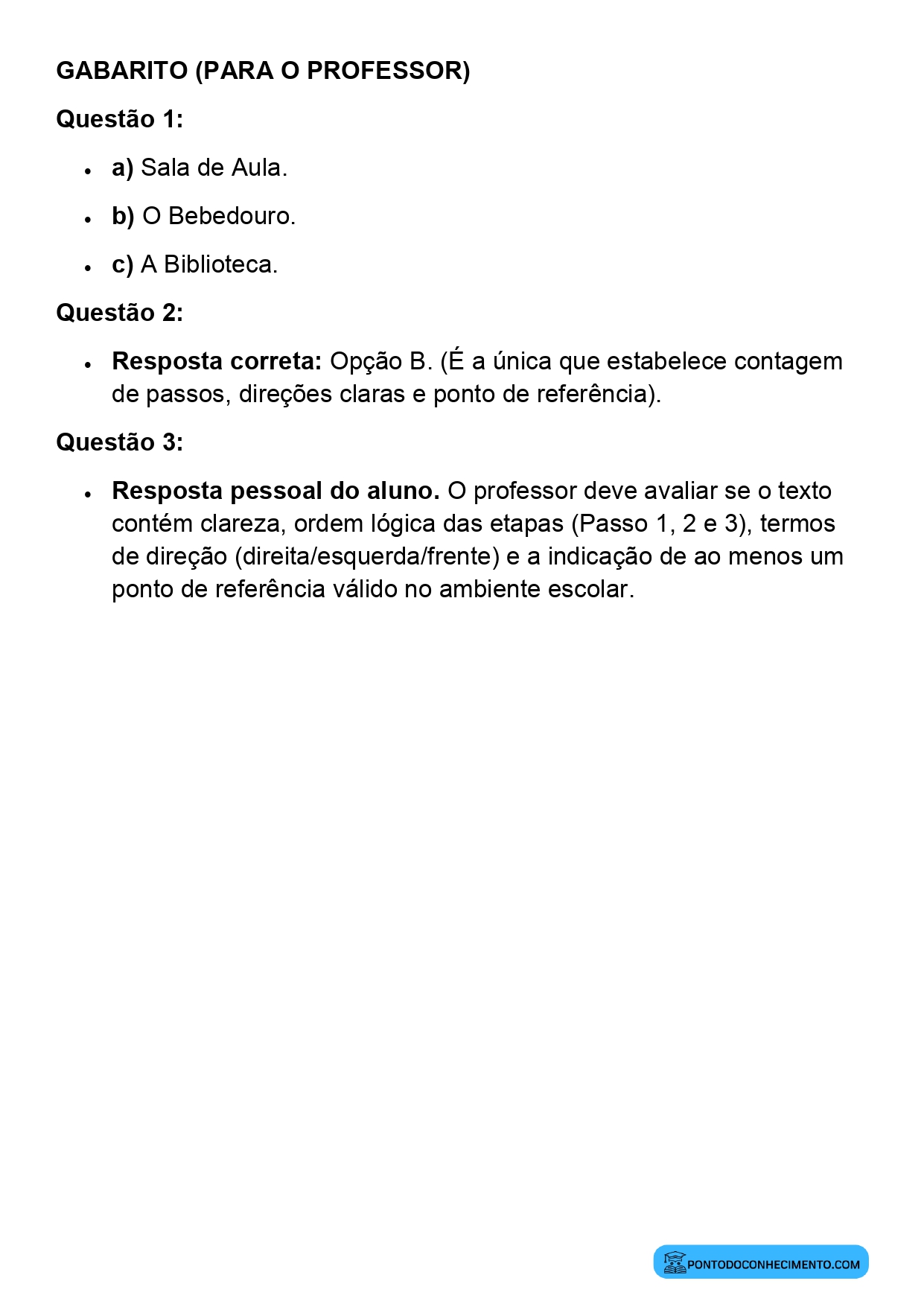 Plano de aula sobre orientação espacial e deslocamentos
