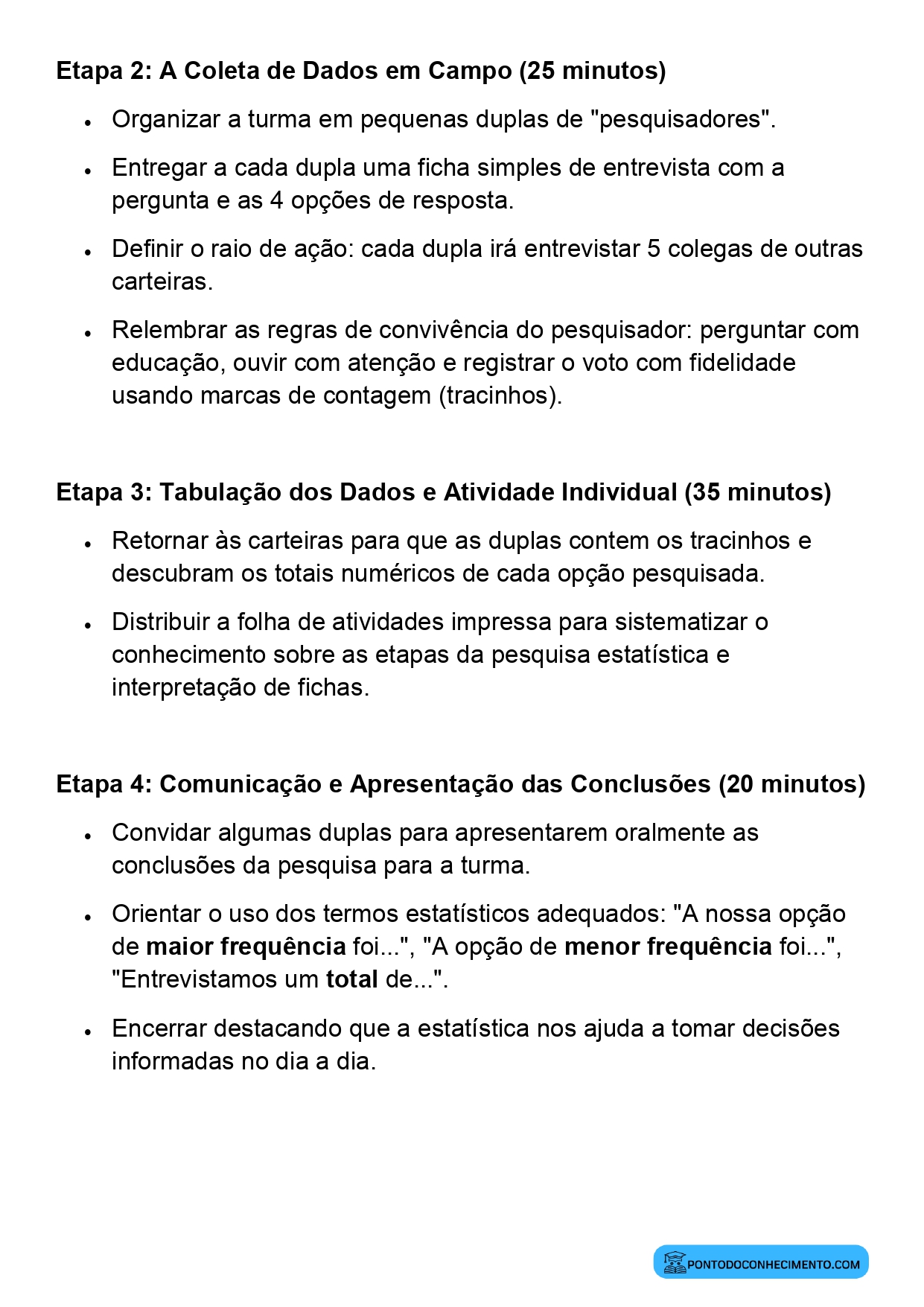 Plano de aula de Matemática sobre coleta de dados