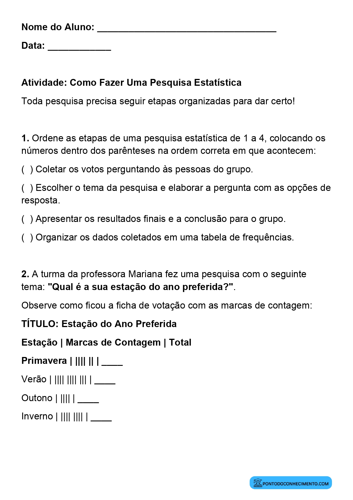 Plano de aula sobre coleta e organização de informações