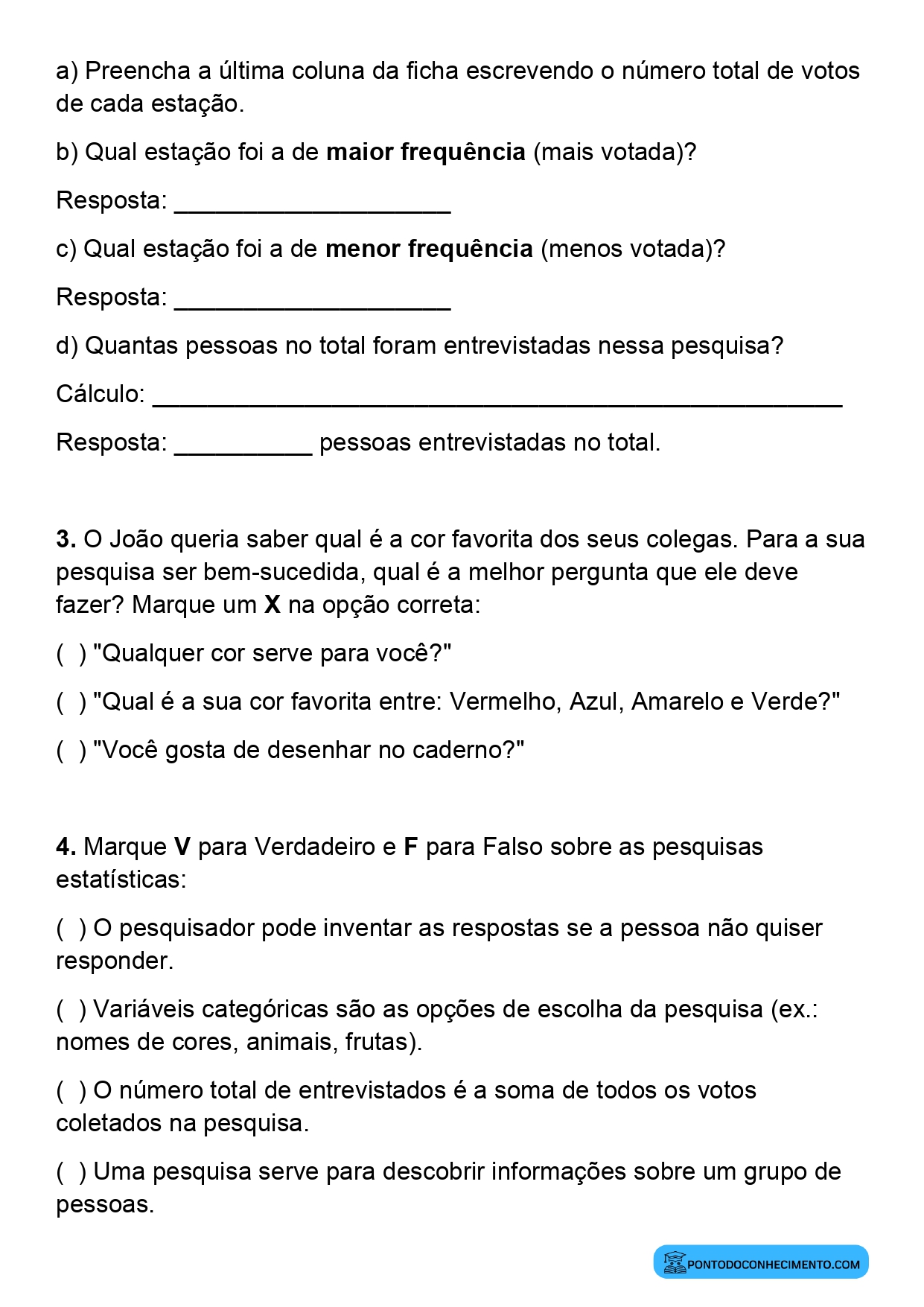 Plano de aula de Matemática sobre pesquisa e levantamento de dados