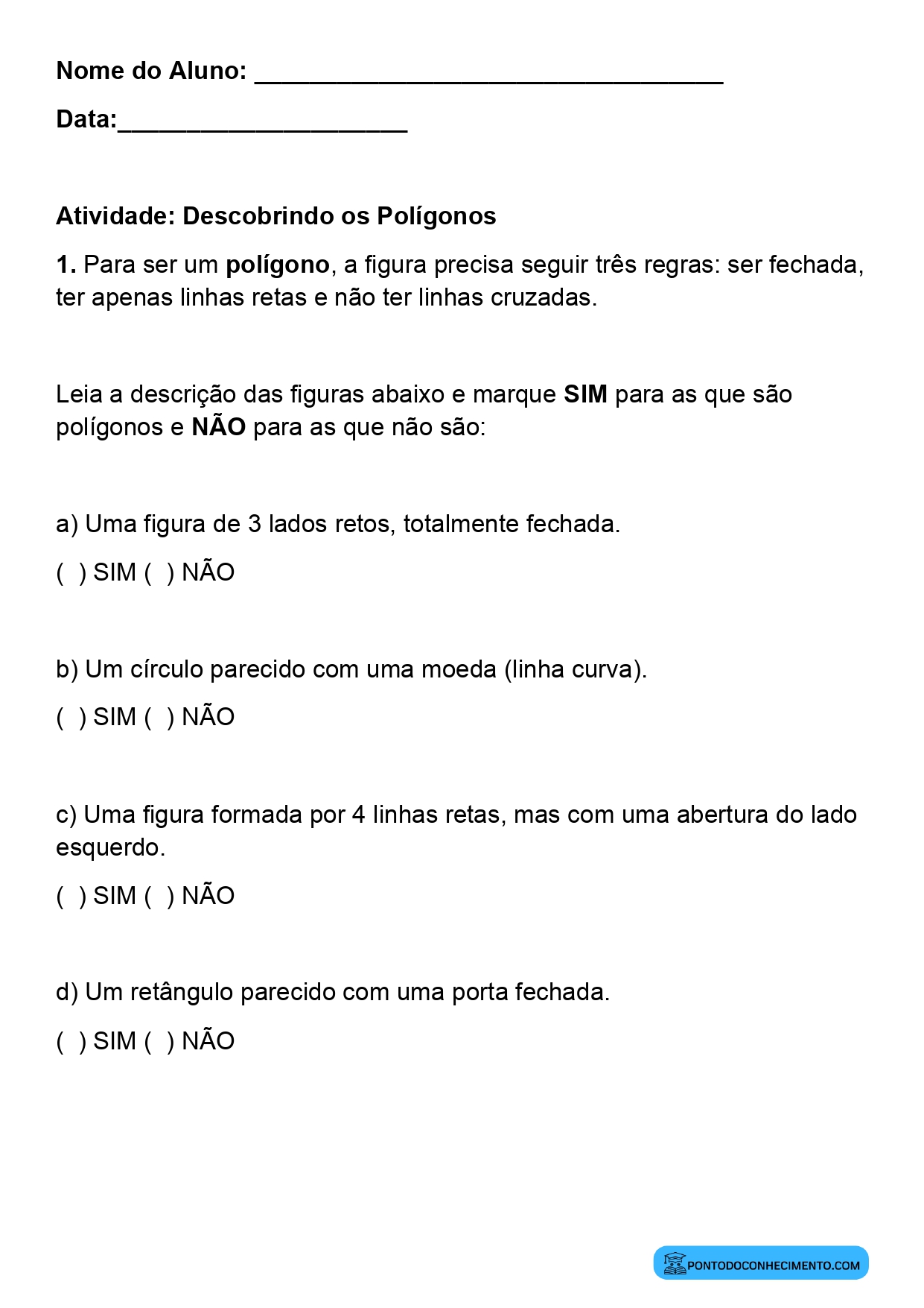 Plano de aula sobre lados e vértices dos polígonos