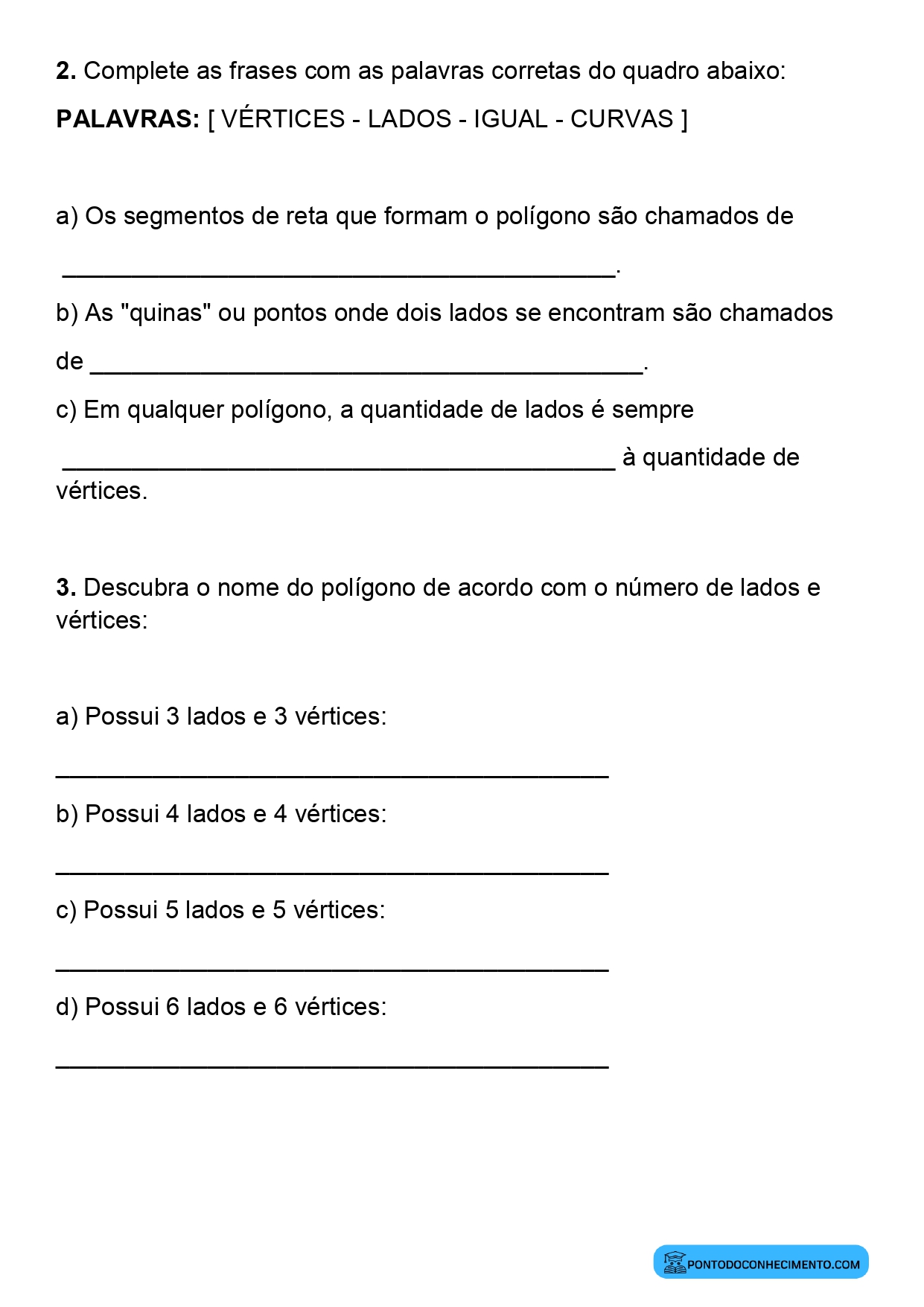 Plano de aula de Matemática sobre classificação de polígonos
