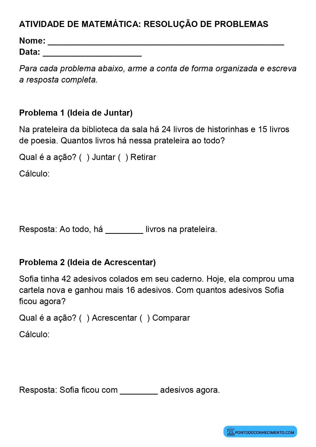 Plano de aula de Matemática sobre situações de separar e retirar quantidades