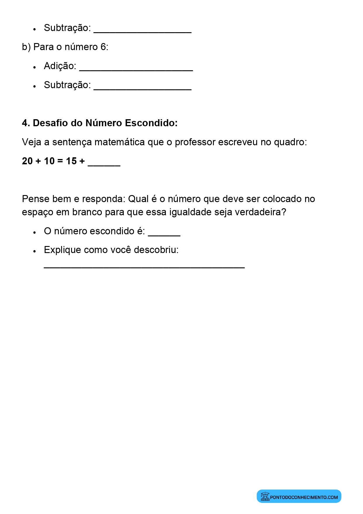 Plano de aula de Matemática sobre comparação de expressões utilizando o sinal de igual