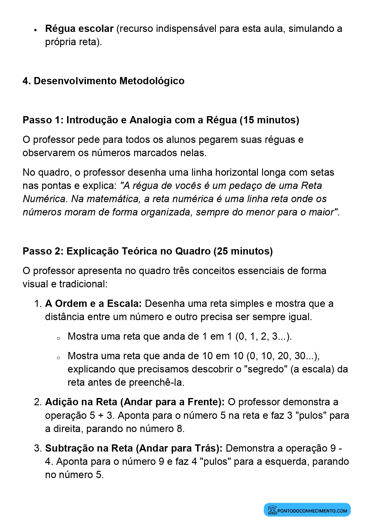 Plano de aula sobre representação de números na reta numérica