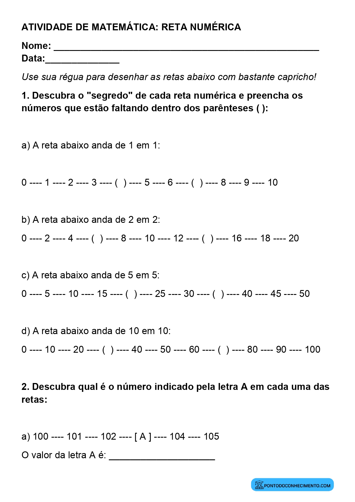 Plano de aula sobre comparação de números utilizando a reta numérica