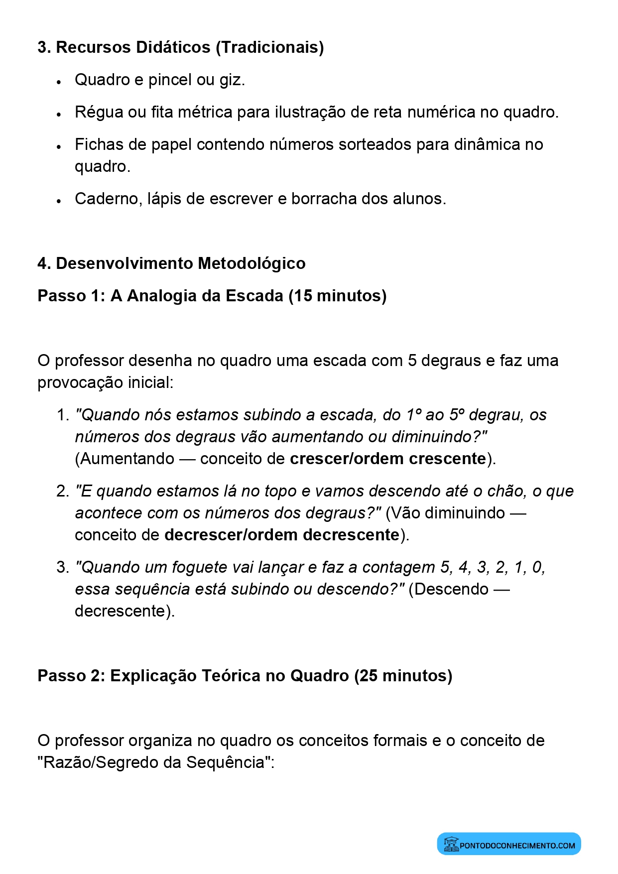Plano de aula sobre sequências numéricas