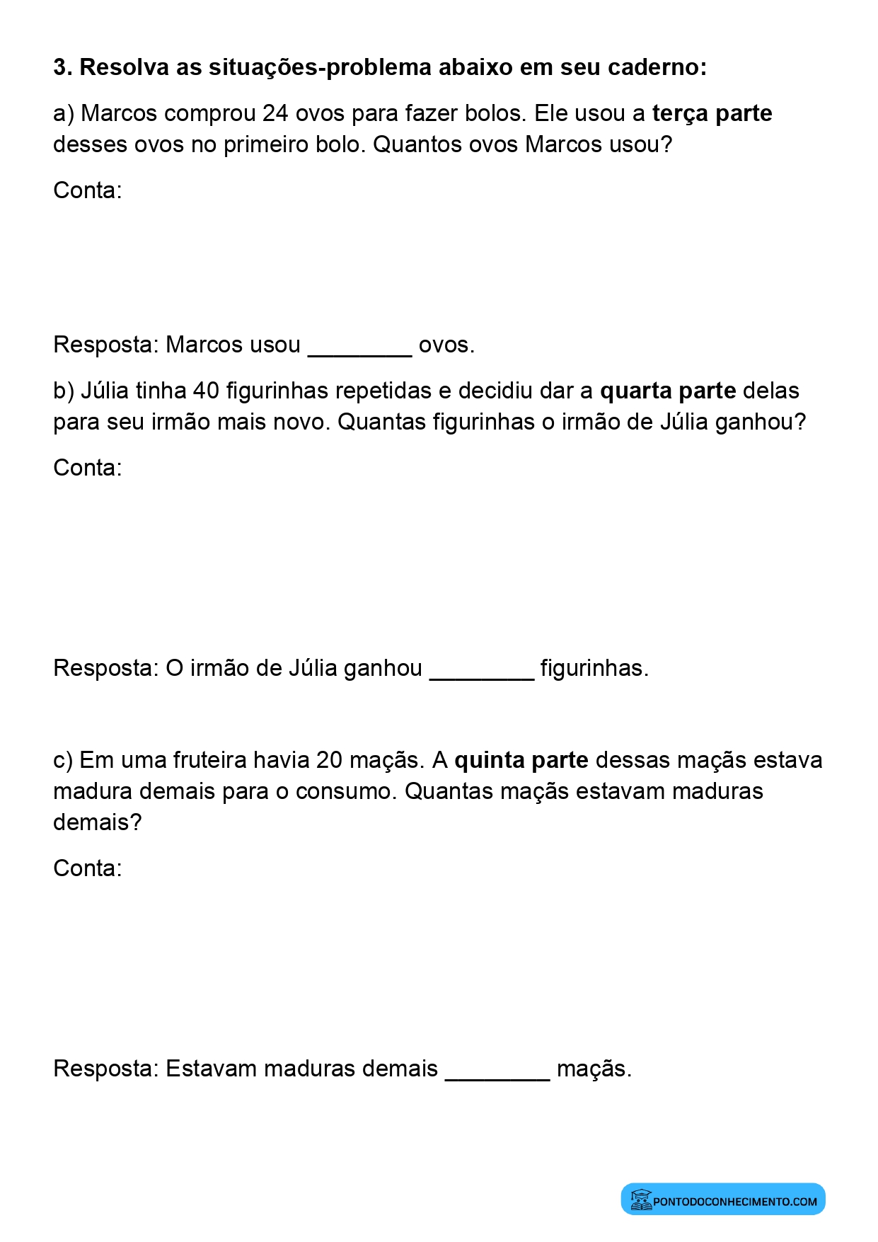 Plano de aula sobre divisão de quantidades em partes iguais