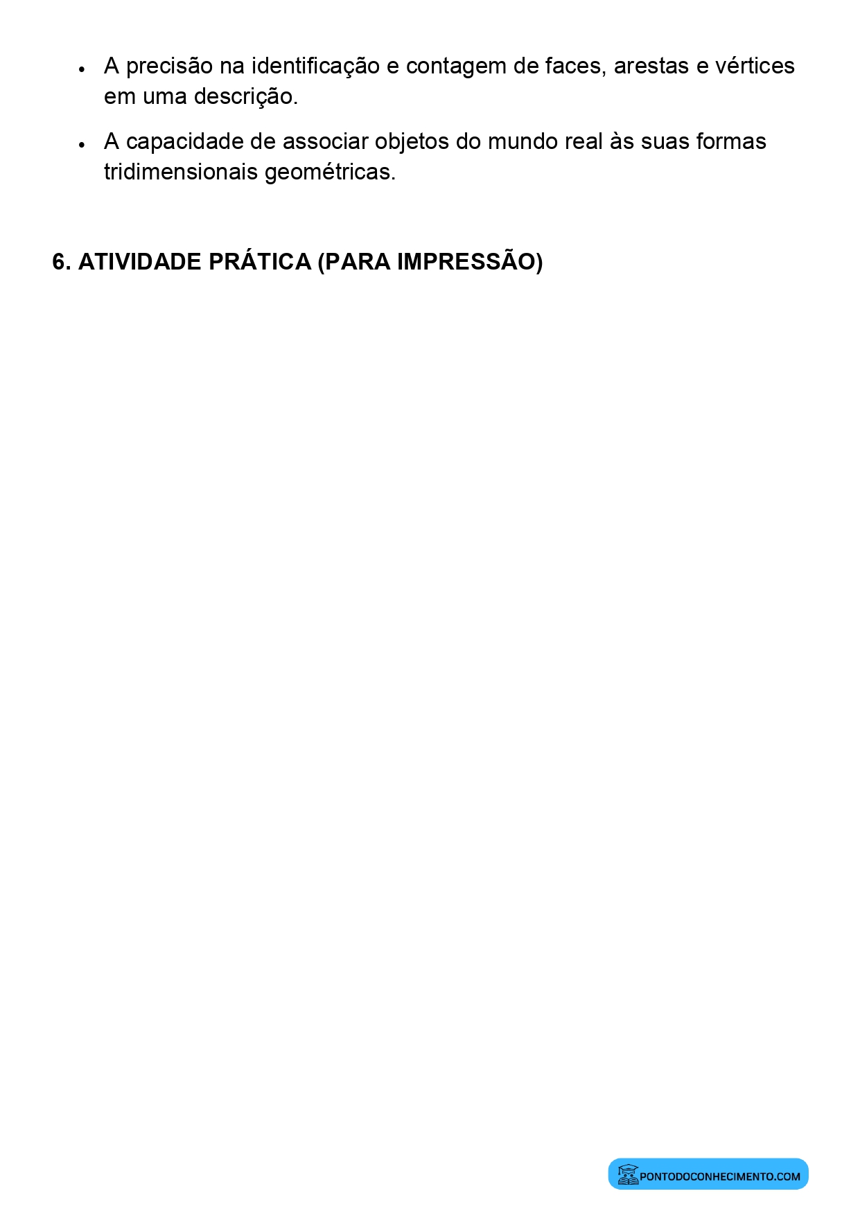 Plano de aula sobre características dos sólidos geométricos
