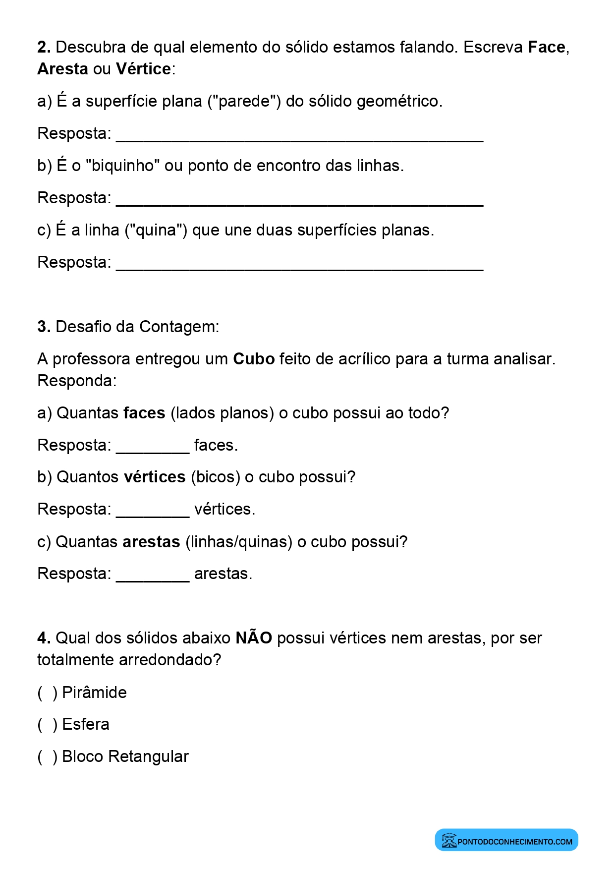 Plano de aula de Matemática sobre faces arestas e vértices