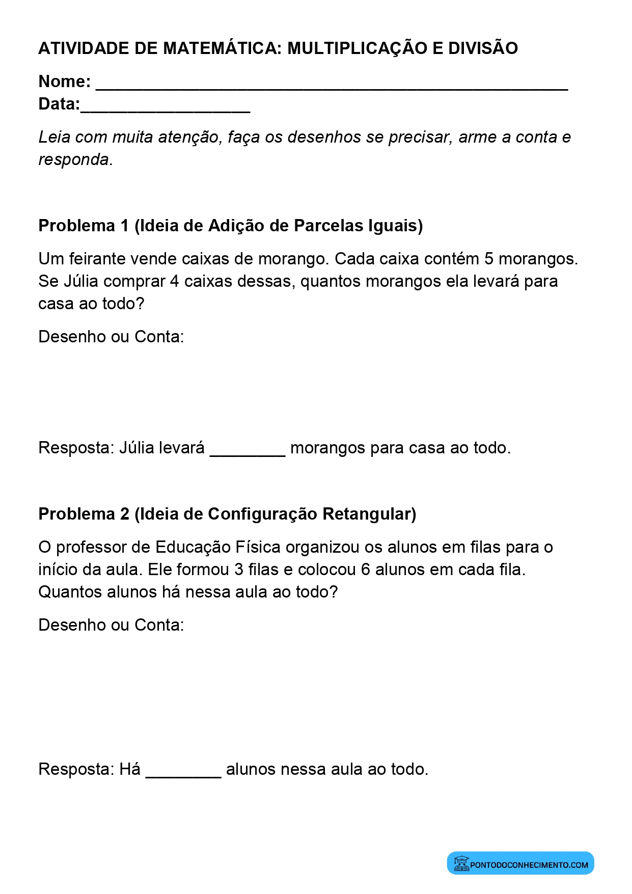 Plano de aula sobre divisão como medida