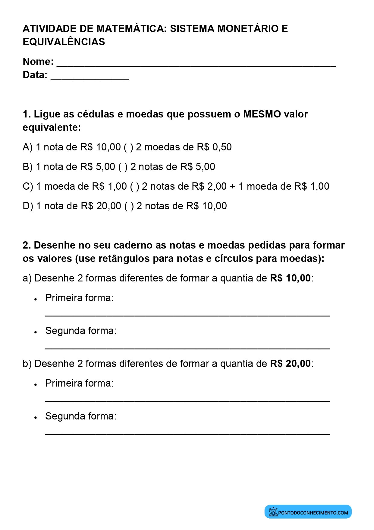 Plano de aula de Matemática sobre diferentes formas de representar o mesmo valor