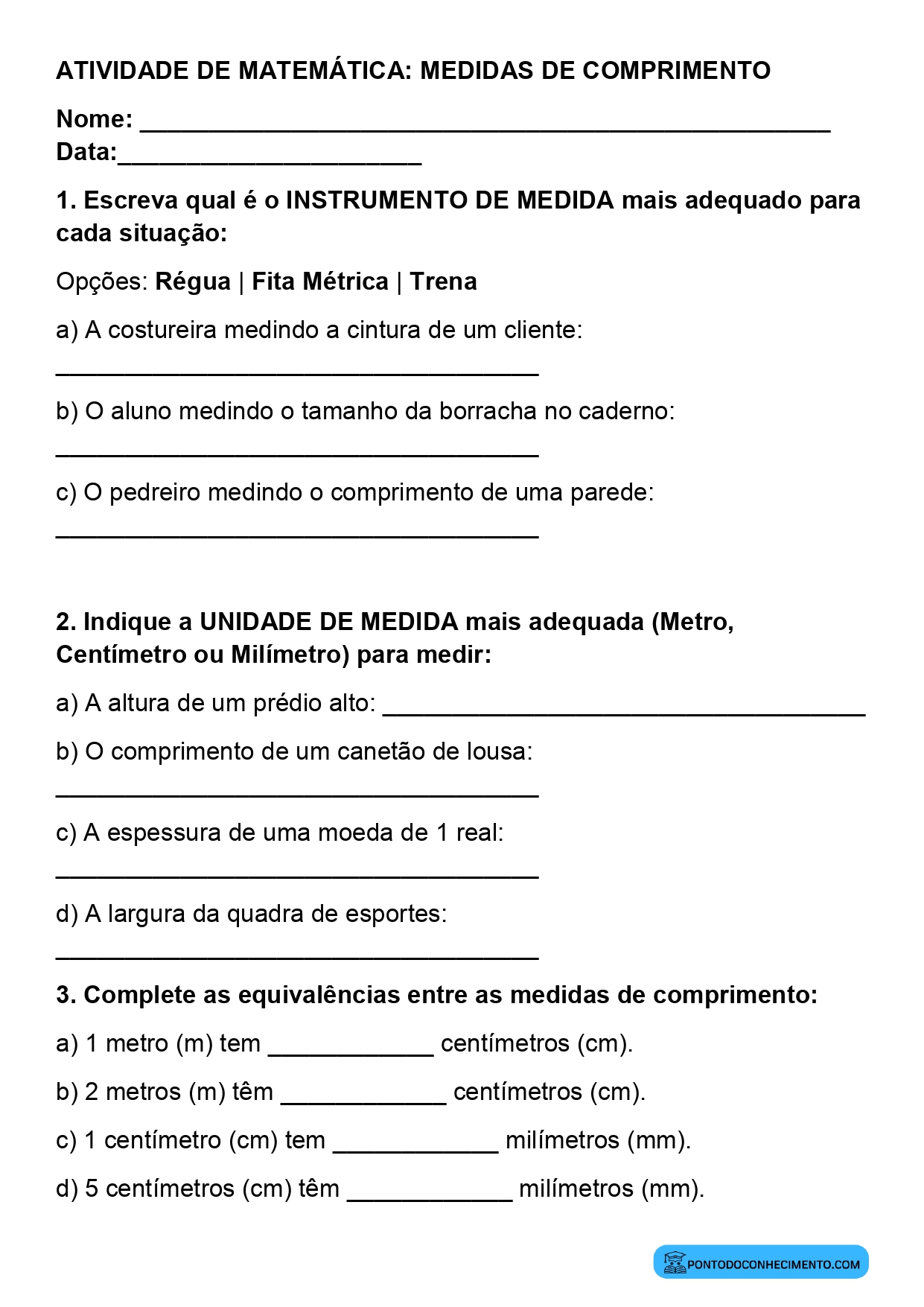 Plano de aula sobre registro de medidas de comprimento
