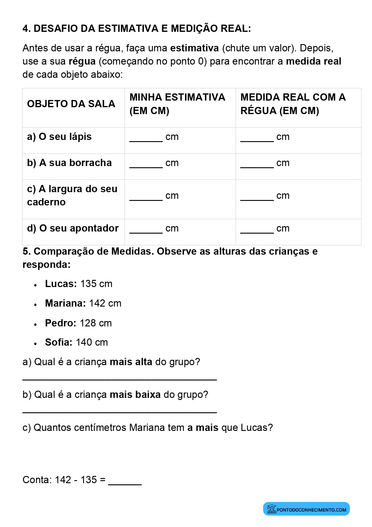 Plano de aula sobre régua fita métrica e outros instrumentos de medida