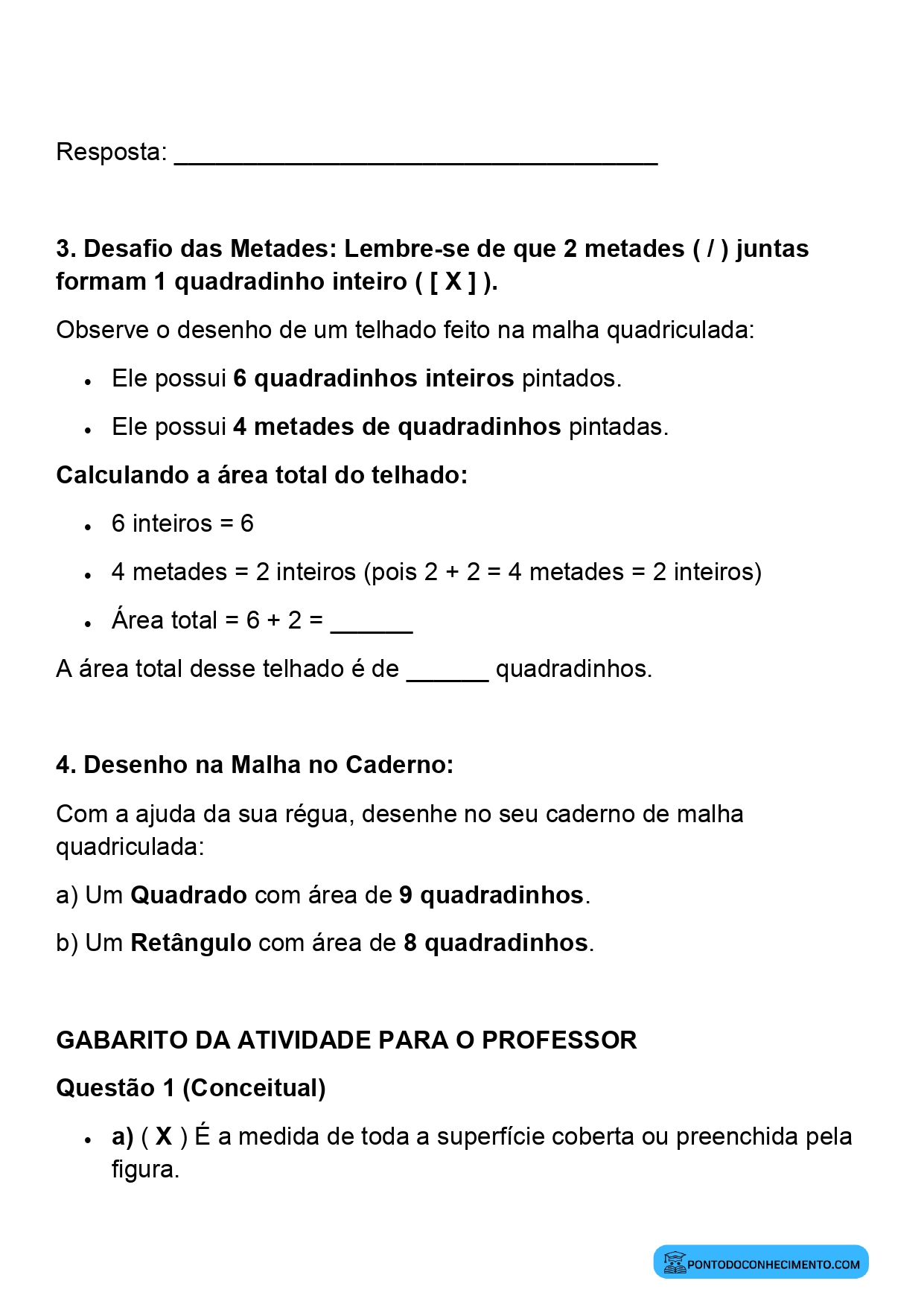 Plano de aula sobre comparação de superfícies de figuras planas