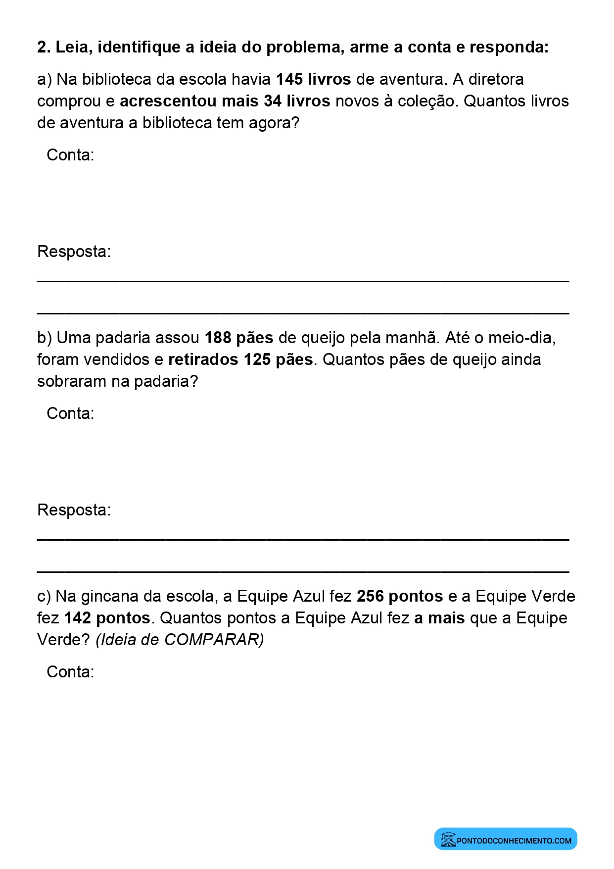 Plano de aula sobre problemas de comparação de quantidades