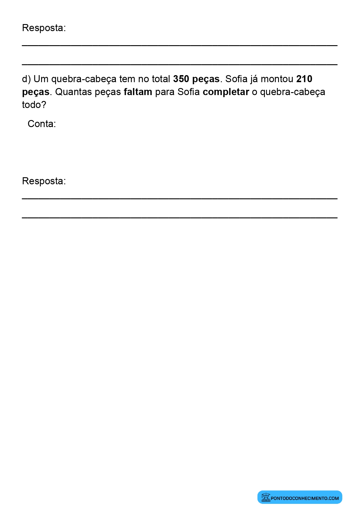 Plano de aula sobre problemas de completar quantidades