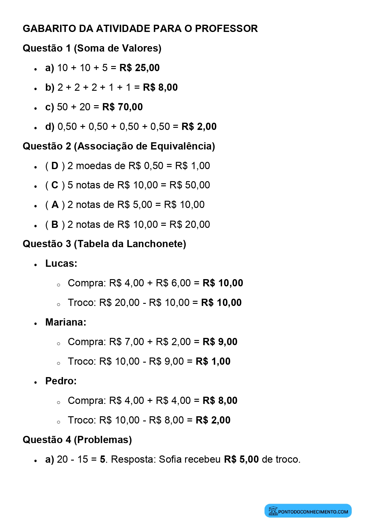 Plano de aula sobre formação de quantias utilizando cédulas e moedas